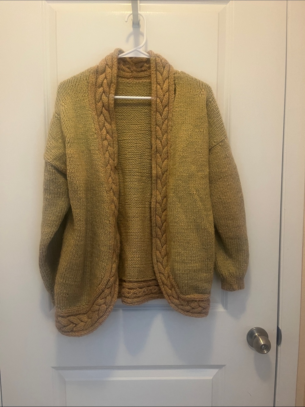 Chunky Braided Open Cardigan - Mustard